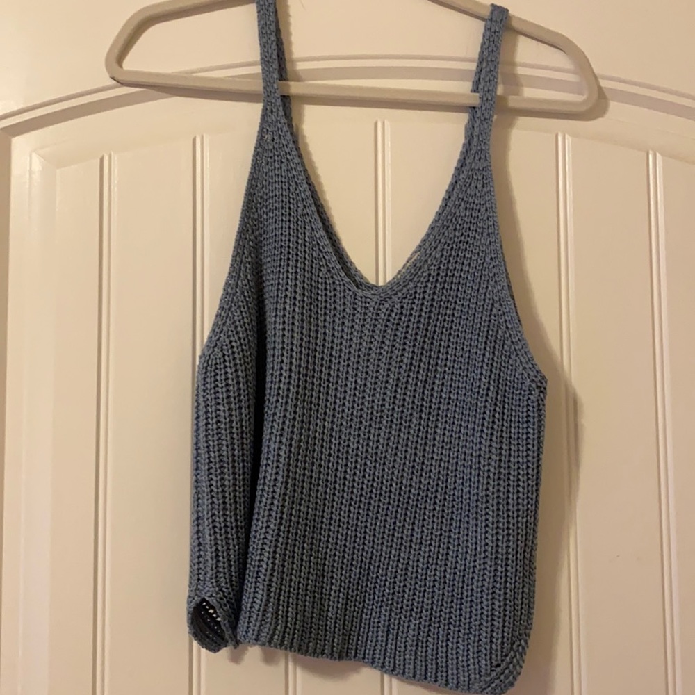 Blue knit tank top